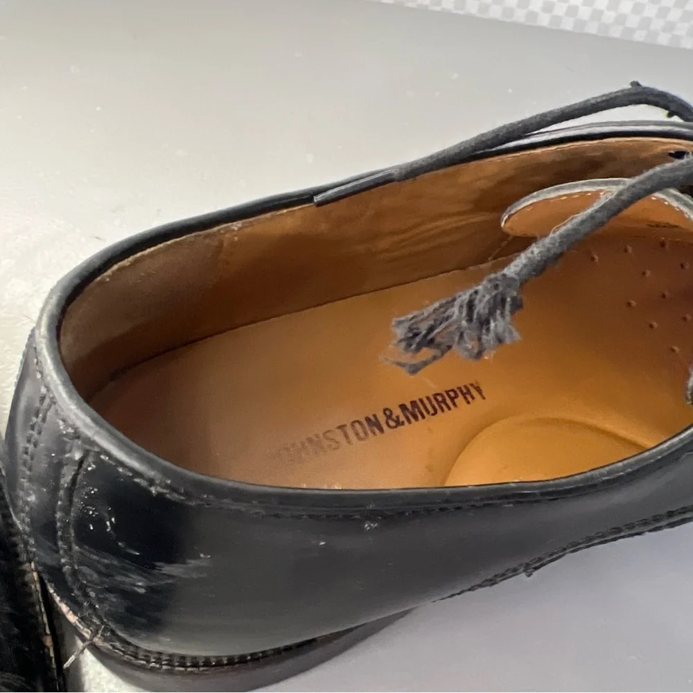 Johnston & Murphy Signature Series Oxford Dress Shoes Mens size 10 D Black Italy